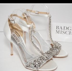 🆕Badgley Mischka Wedding Heel Sandals White Satin